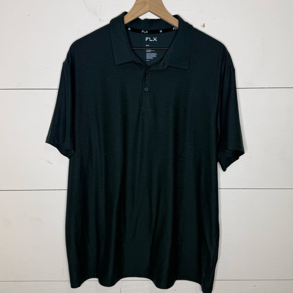 FLX • Men's Luxury Soft Wander Polo in Green Size XXL